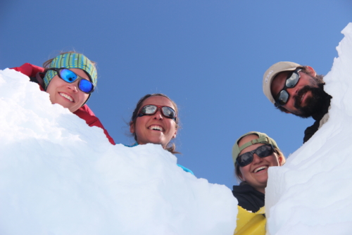 Looking into snow pit